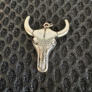 Vintage Silver Tone Steer Skull Pendant - Western Boho Chic